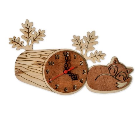 Decorative Wooden Wall Clock Squirrel Nature Design