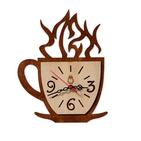 Decorative Wooden Wall Clock Coffee Cup Design Cafe Decor