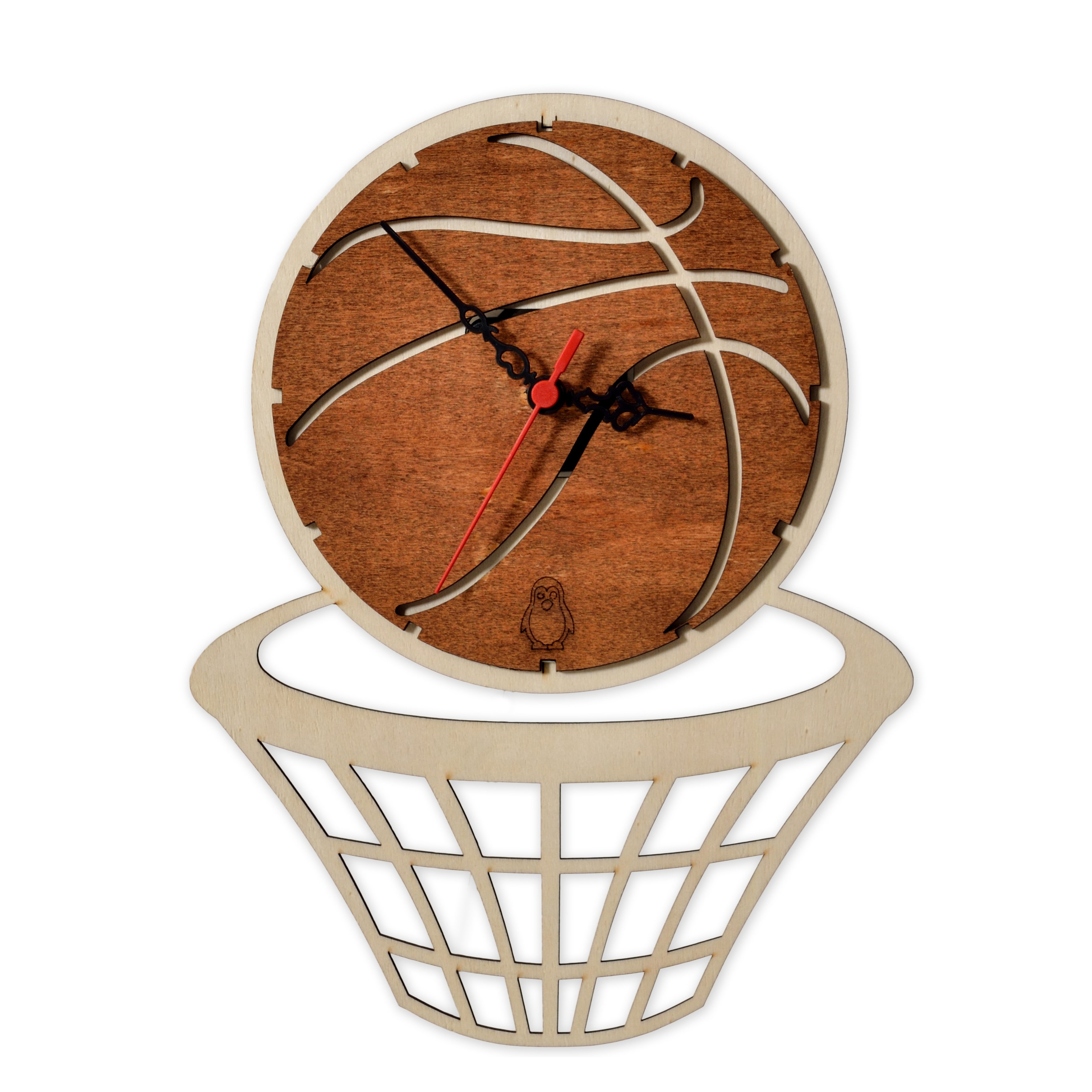 Decorative Wooden Wall Clock Basketball Design Kids Room