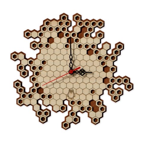 Decorative Wooden Wall Clock Honeycomb Design