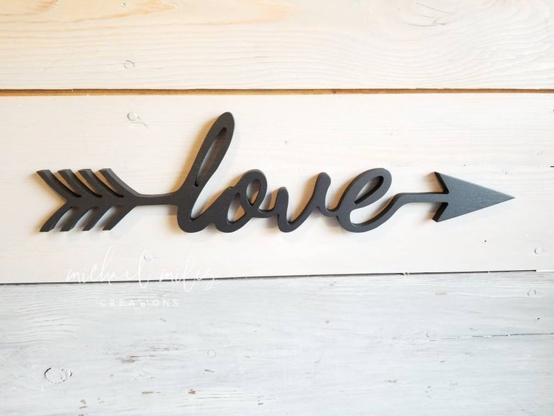 Aşk Love Ahşap Tasarım Duvar Dekor 30 CM - SİYAH - Ahşap