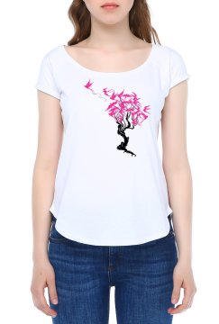 Wide Crew Neck Printed T-Shirt