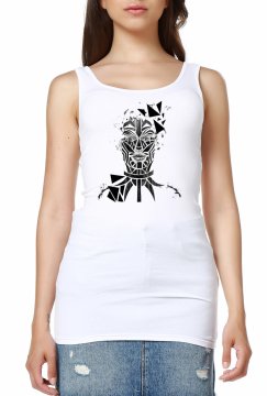 White Strap Design Printed T-Shirt