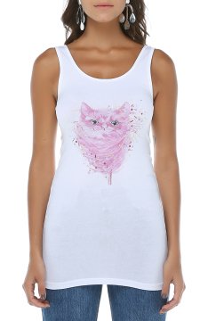 White Strap Design Printed T-Shirt