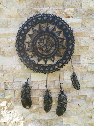 Rüya Kapanı Tasarım Duvar Dekor 30 CM - SİYAH - Ahşap