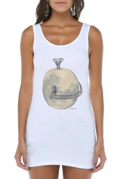 White Strap Design Printed T-Shirt