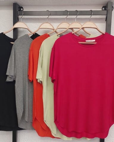 Düz Pamuk Bisiklet Yaka Oversize Tişört