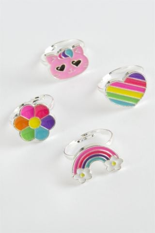 Rengarenk Çocuk 4lü Yüzük Seti