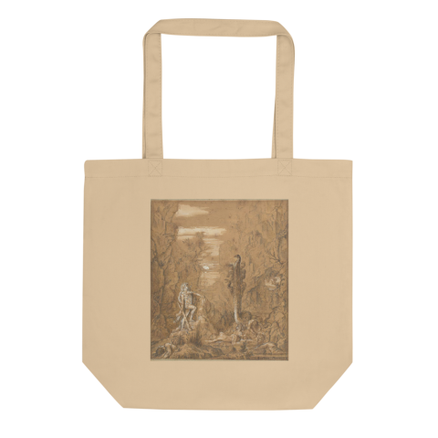 Mitoloji Sanat Eseri Baskılı Siyah Uzun Saplı Bez Çanta İlham Verici