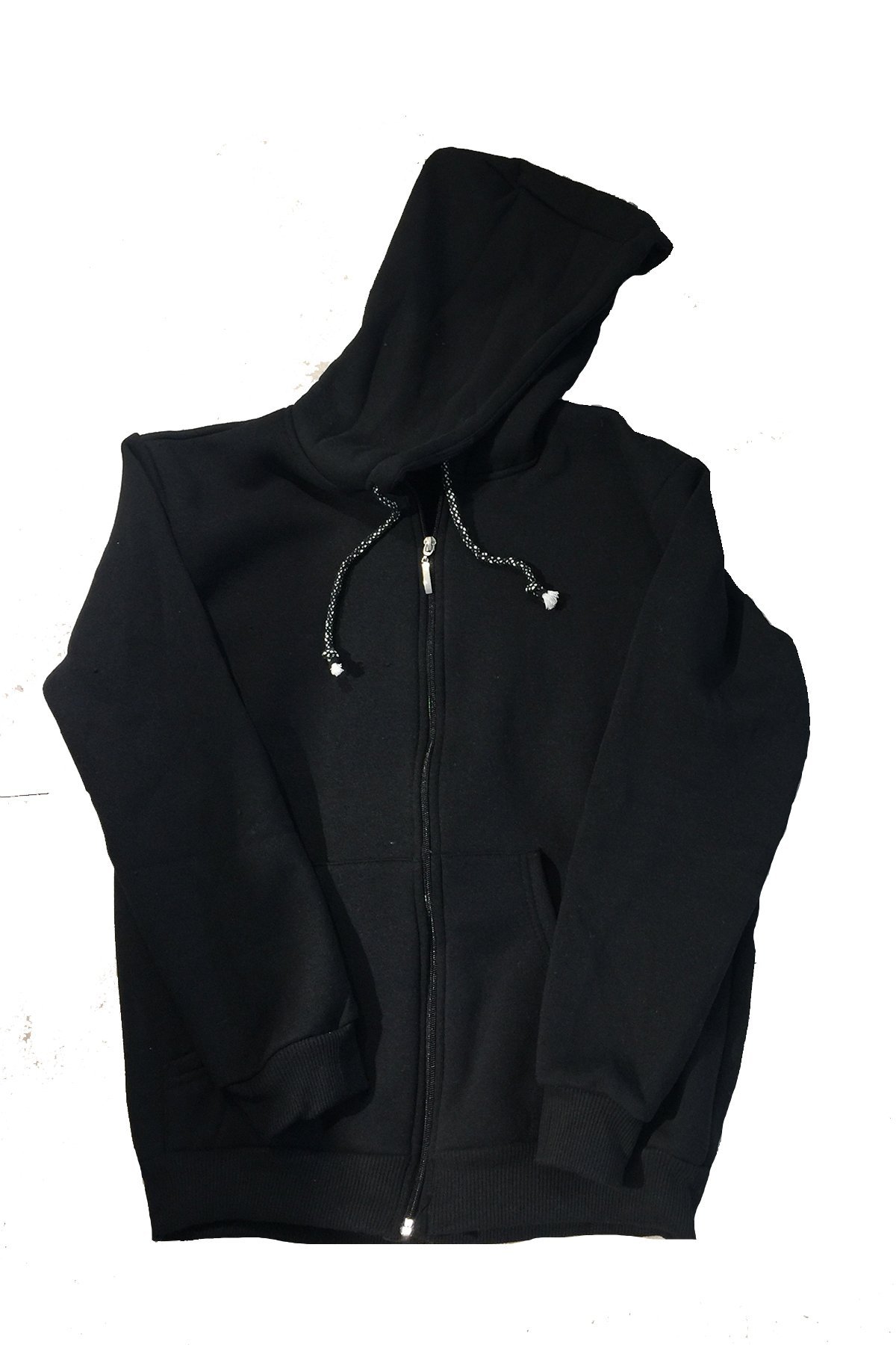 Schwarzes Sweatshirt mit Kapuze und Reißverschluss