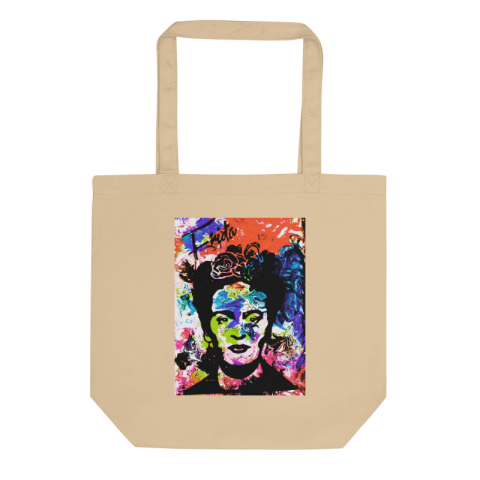 Jasus Sanat Eseri Baskılı Siyah Uzun Saplı Bez Çanta İlham Verici BEJ